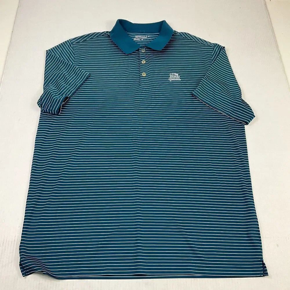 Nike Golf Mens Dri Fit Polo Shirt Striped Tour Performance Top Short Sleeve XL